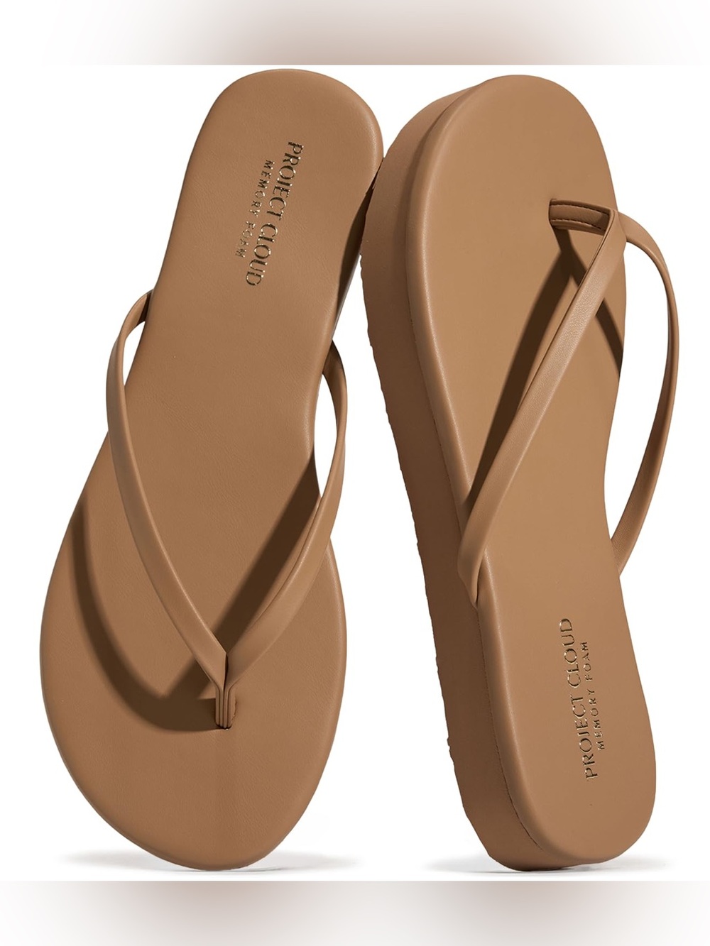 PROJECT CLOUD “Elevation” Platform Flip Flop Sandals, 7, “Taupe”